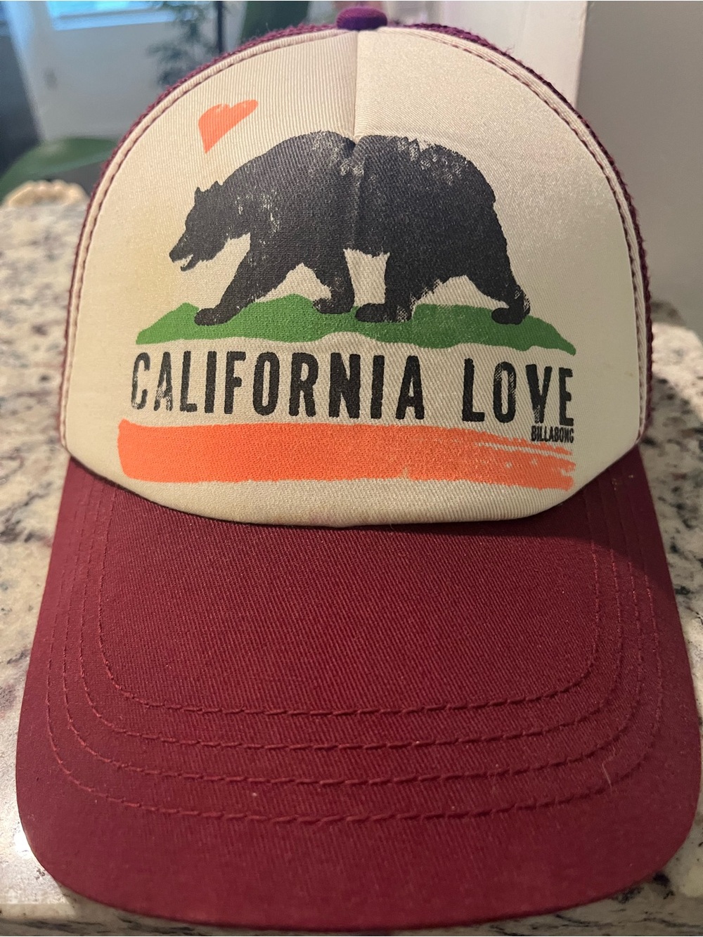 Billabong Maroon and Cream "California Love" Trucker Hat